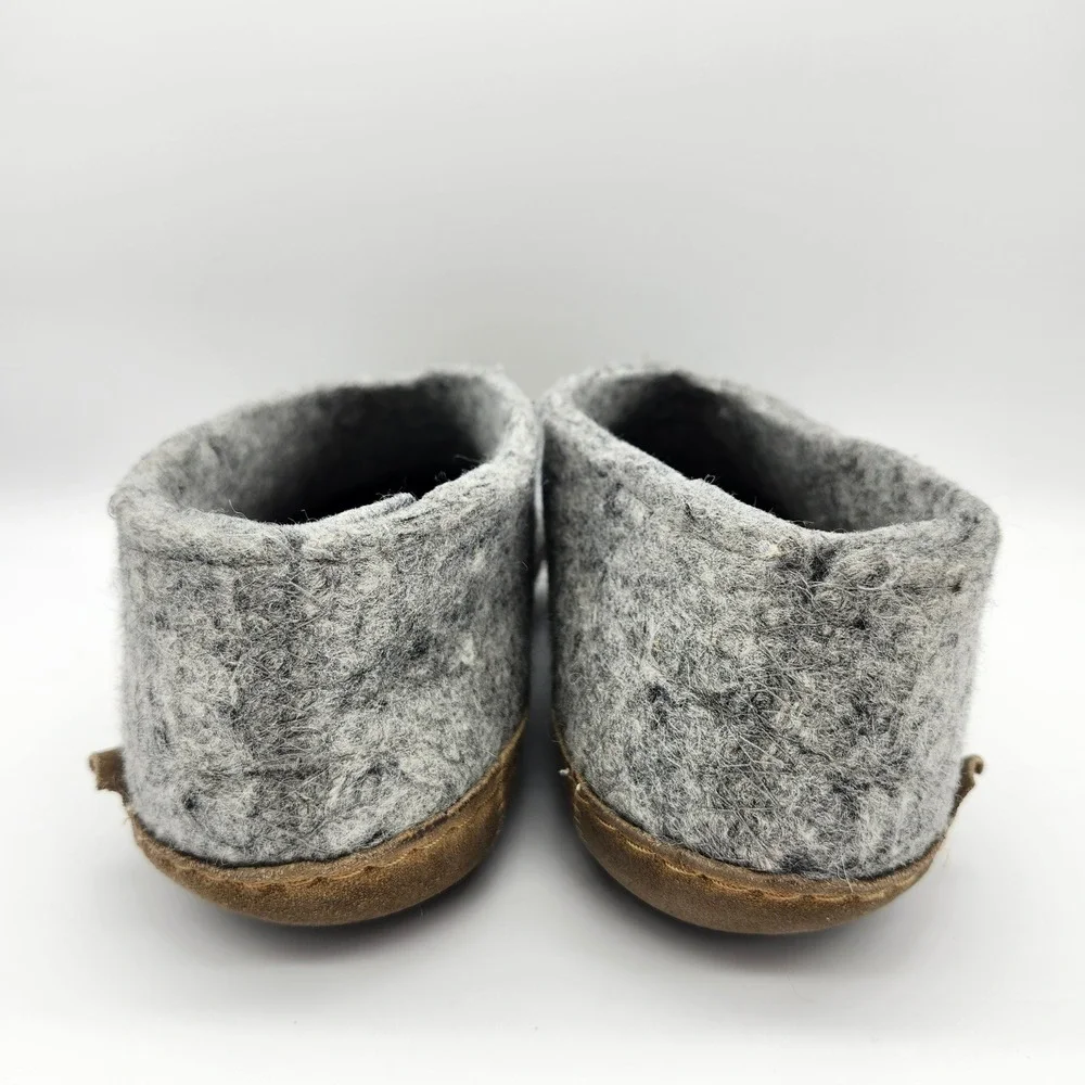 Glerups Grey Wool Felt Slippers Shoes Leather Sole EU 39, Womens US 8.5, Men 7 - Picture 4 of 10